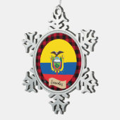 Patriottische Ecuador, Rode buffalo-pleister, Ecua Tin Sneeuwvlok Ornament (Rechts)
