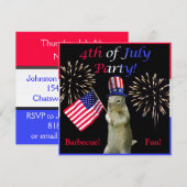 Patriottische eekhoorn 4e juli partijuitnodiging kaart (Voorkant / Achterkant)