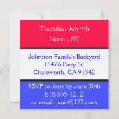 Patriottische eekhoorn 4e juli partijuitnodiging kaart (Achterkant)