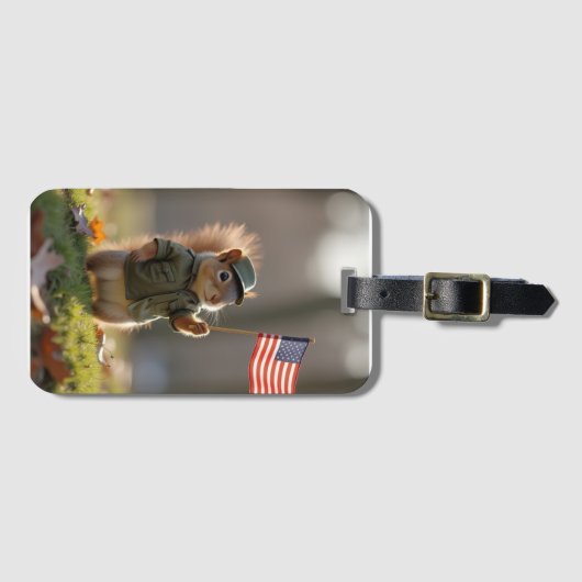 Patriottische eekhoorn bagagelabel (Voorkant (horizontaal))