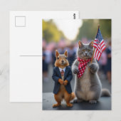 Patriottische eekhoorn en kat briefkaart (Voorkant / Achterkant)