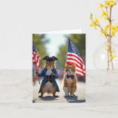 Patriottische eekhoorn en kat kaart (Gele Bloem)