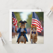 Patriottische eekhoorn en kat kaart (Voorkant / Achterkant in situ)