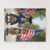 Patriottische eekhoorn en kat legpuzzel (Horizontaal)