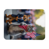 Patriottische eekhoorn en kat magneet (Horizontaal)