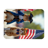 Patriottische eekhoorn en kat magneet (Horizontaal)