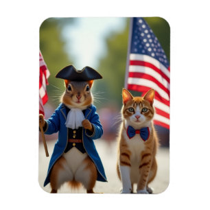 Patriottische eekhoorn en kat magneet
