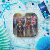 Patriottische eekhoorn en kat papieren bordje (Feest)