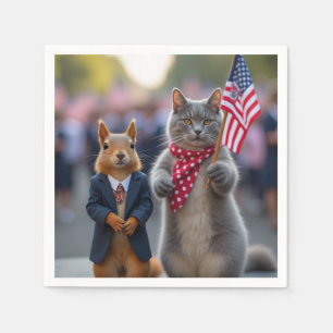 Patriottische eekhoorn en kat servet