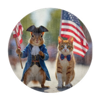 Patriottische eekhoorn en kat snijplank