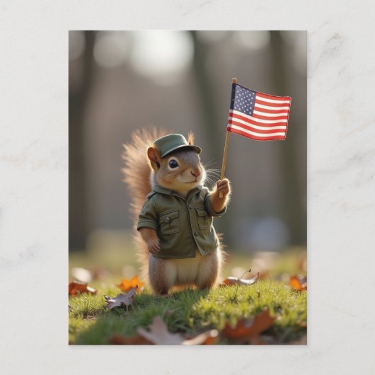 Patriottische eekhoorn feestdagenkaart (Voorkant)