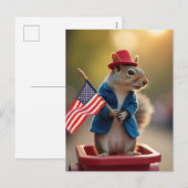 Patriottische eekhoorn feestdagenkaart (Voorkant / Achterkant)
