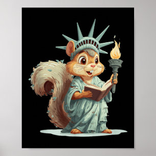 Patriottische eekhoorn kostuum voor de VS symbolis Poster