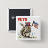 Patriottische eekhoornstemming vierkante button 5,1 cm (Voorkant /achterkant)