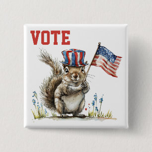Patriottische eekhoornstemming vierkante button 5,1 cm