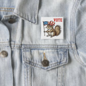 Patriottische eekhoornstemming vierkante button 5,1 cm (In situ)