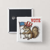 Patriottische eekhoornstemming vierkante button 5,1 cm (Voorkant /achterkant)