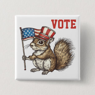 Patriottische eekhoornstemming vierkante button 5,1 cm