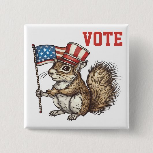Patriottische eekhoornstemming vierkante button 5,1 cm (Voorkant)
