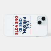 Patriottische Eén Persoon, Eén ID, Eén Stem iPhone 15 Case (Achterkant horizontaal)