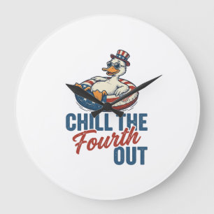 Patriottische Eend 4 juli Floatie T-shirt Ontwerp Grote Klok