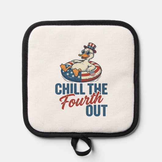 Patriottische Eend 4 juli Floatie T-shirt Ontwerp Pannenlap (Voorkant)