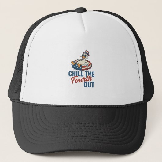Patriottische Eend 4 juli Floatie T-shirt Ontwerp Trucker Pet (Voorkant)