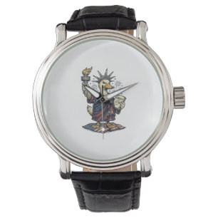 Patriottische Eend 4 juli Vintage T-Shirt Ontwerp_ Horloge