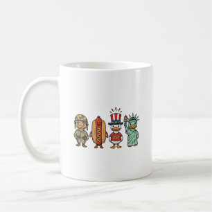 Patriottische Eend en Hotdog Vintage Vector T-shir Koffiemok