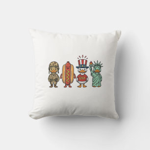Patriottische Eend en Hotdog Vintage Vector T-shir Kussen