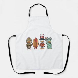 Patriottische Eend en Hotdog Vintage Vector T-shir Schort
