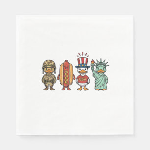 Patriottische Eend en Hotdog Vintage Vector T-shir Servet