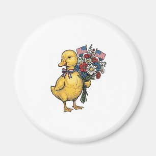 Patriottische Eend Kuif Bloem Boeket Vintage Shirt Magneet