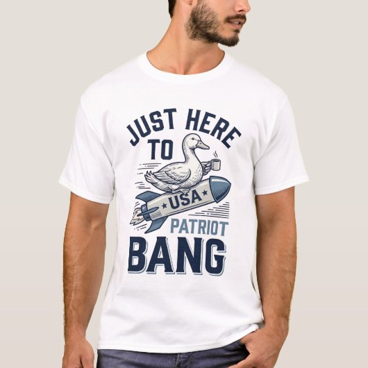 Patriottische Eend Raket Vintage Vector T-shirt On (Voorkant)
