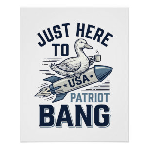 Patriottische Eend Raket Vintage Vector T-shirt On Perfect Poster