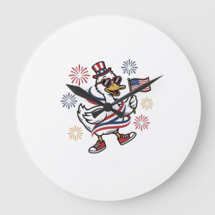 Patriottische Eend Vintage Gravure T-Shirt Ontwerp Grote Klok