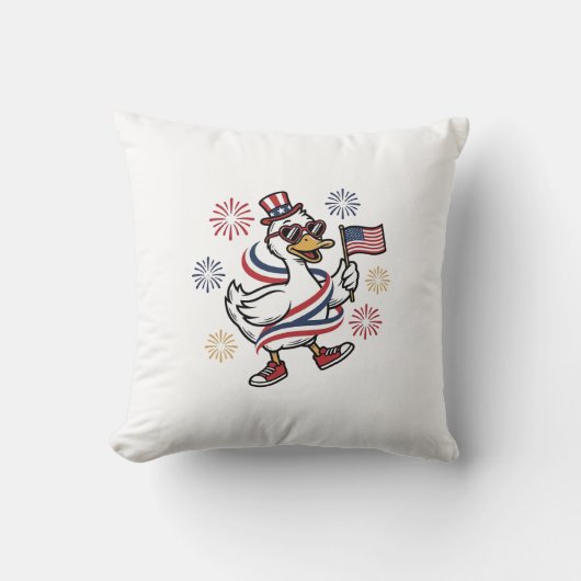 Patriottische Eend Vintage Gravure T-Shirt Ontwerp Kussen (Voorkant)