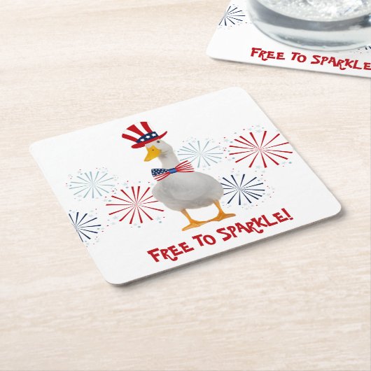 Patriottische eend, vrij van spaarpels kartonnen onderzetters (Schuin)