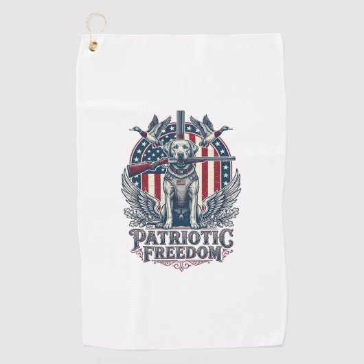 Patriottische Eenden Jager Hond Vector Grafische T Golfhanddoek (Voorkant)
