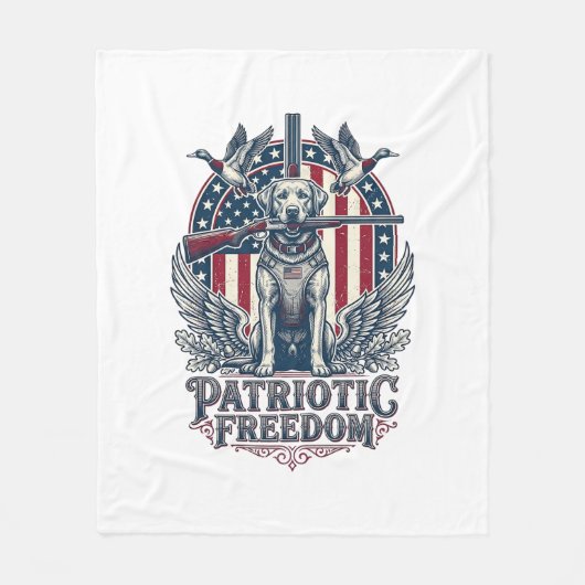 Patriottische Eendenjager Hond Vector Grafische T- Fleece Deken (Voorkant)