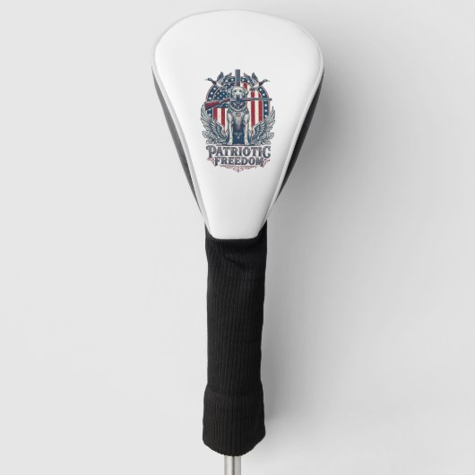Patriottische Eendenjager Hond Vector Grafische T- Golfheadcover (Voorkant)