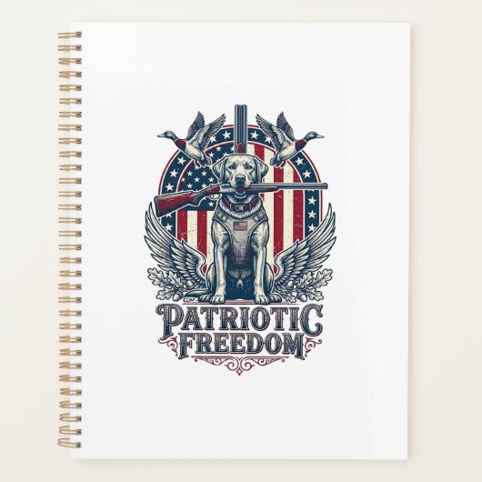 Patriottische Eendenjager Hond Vector Grafische T- Planner (Voorkant)