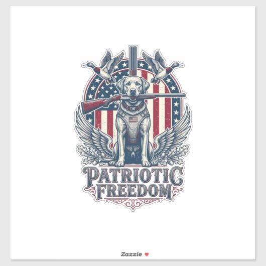 Patriottische Eendenjager Hond Vector Grafische T- Sticker (Vel)