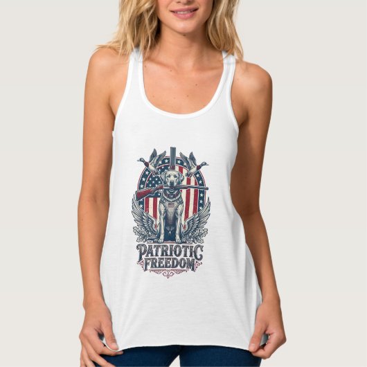 Patriottische Eendenjager Hond Vector Grafische T- Tanktop (Voorkant)