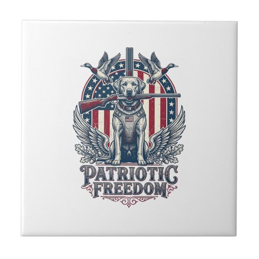 Patriottische Eendenjager Hond Vector Grafische T- Tegeltje (Voorkant)