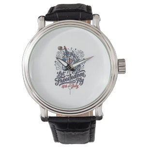 Patriottische Eenhoorn 4 juli Vrijheid Fly Shirt_1 Horloge