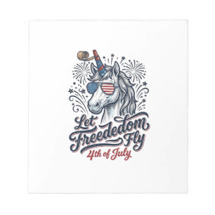 Patriottische Eenhoorn 4 juli Vrijheid Fly Shirt_1 Notitieblok