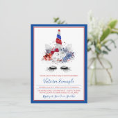 Patriottische Eenhoorn Rood Wit Blauw Baby shower Kaart (Staand voorkant)