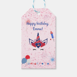 Patriottische eenhoorn Roze glinstering, Cadeaulabel