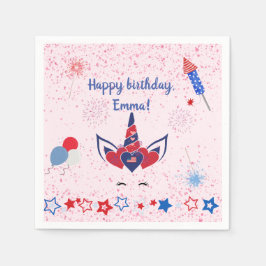 Patriottische eenhoorn Roze glinstering, Servet